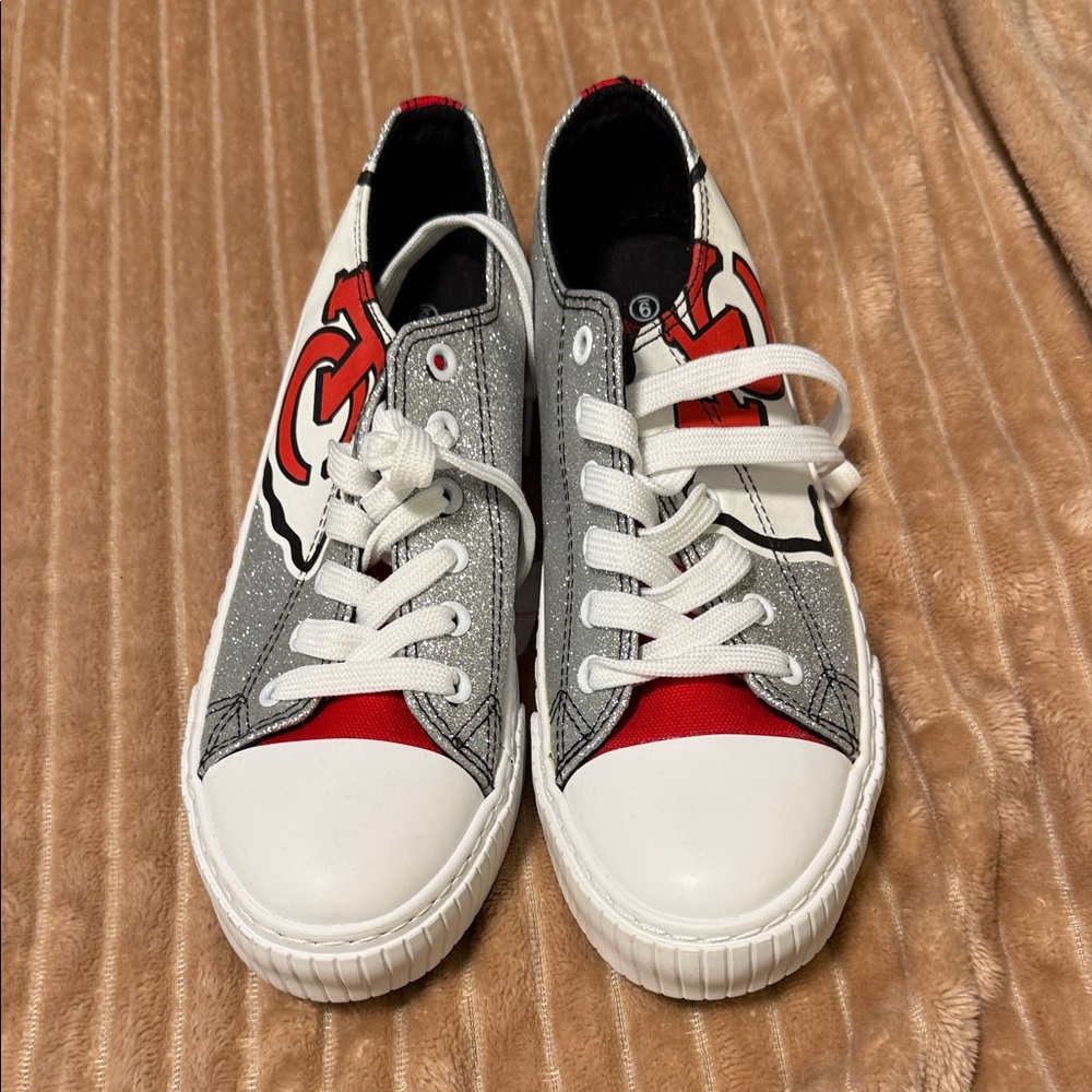 #6 Women’s 9 new chiefs  Red and White Sneakers